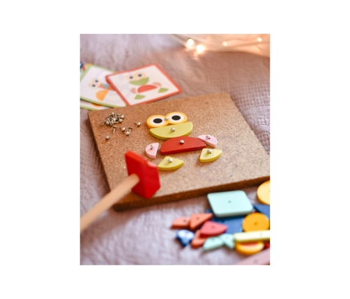 WOOPIE GREEN Drewniana Przybijanka z Młotkiem Układanka 20 wzorów 82 el. Certyfikat FSC