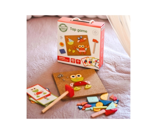 WOOPIE GREEN Drewniana Przybijanka z Młotkiem Układanka 20 wzorów 82 el. Certyfikat FSC