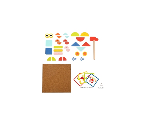 WOOPIE GREEN Drewniana Przybijanka z Młotkiem Układanka 20 wzorów 82 el. Certyfikat FSC
