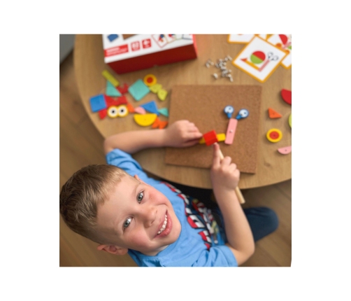 WOOPIE GREEN Drewniana Przybijanka z Młotkiem Układanka 20 wzorów 82 el. Certyfikat FSC