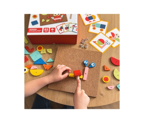 WOOPIE GREEN Drewniana Przybijanka z Młotkiem Układanka 20 wzorów 82 el. Certyfikat FSC