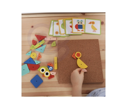 WOOPIE GREEN Drewniana Przybijanka z Młotkiem Układanka 20 wzorów 82 el. Certyfikat FSC