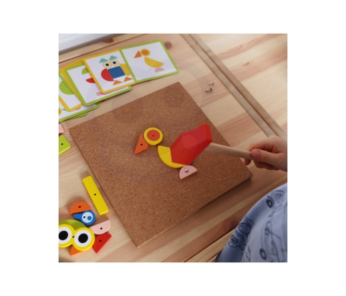 WOOPIE GREEN Drewniana Przybijanka z Młotkiem Układanka 20 wzorów 82 el. Certyfikat FSC