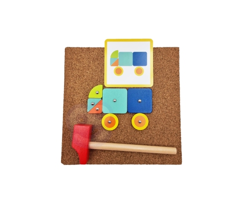 WOOPIE GREEN Drewniana Przybijanka z Młotkiem Układanka 20 wzorów 82 el. Certyfikat FSC