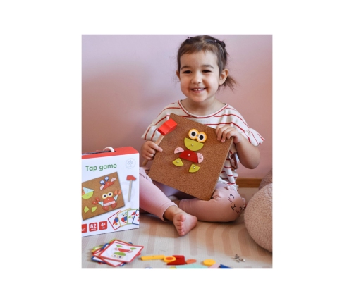 WOOPIE GREEN Drewniana Przybijanka z Młotkiem Układanka 20 wzorów 82 el. Certyfikat FSC