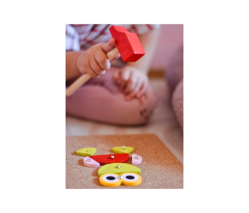 WOOPIE GREEN Drewniana Przybijanka z Młotkiem Układanka 20 wzorów 82 el. Certyfikat FSC