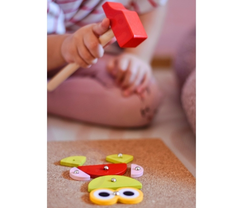 WOOPIE GREEN Drewniana Przybijanka z Młotkiem Układanka 20 wzorów 82 el. Certyfikat FSC