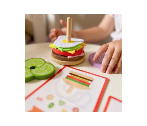 WOOPIE GREEN Drewniany Burger Restauracja Układanka dla Dzieci 15 el. Certyfikat FSC