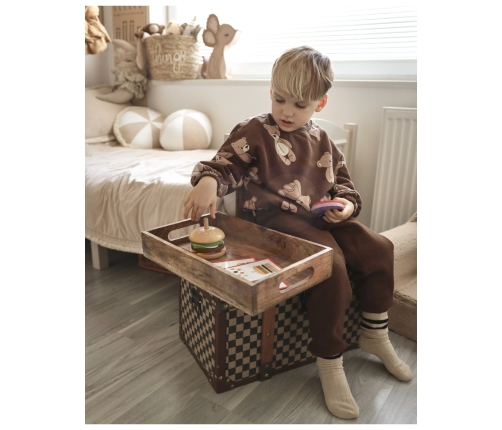 WOOPIE GREEN Drewniany Burger Restauracja Układanka dla Dzieci 15 el. Certyfikat FSC