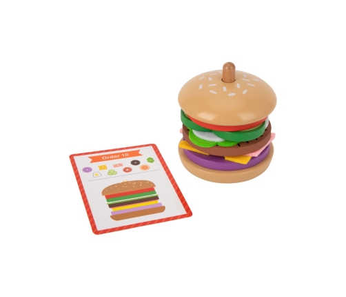 WOOPIE GREEN Drewniany Burger Restauracja Układanka dla Dzieci 15 el. Certyfikat FSC