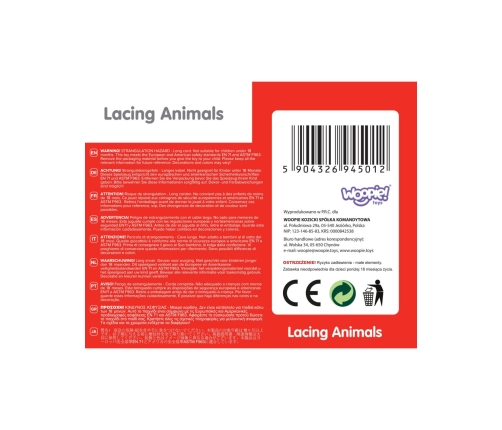 WOOPIE GREEN Drewniane Klocki do Nawlekania Zwierzęta Safari ZOO 13 el.