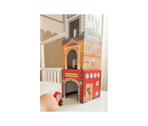 WOOPIE GREEN Układanka Kostki Miasto Pojazdy w Pudełkach + Figurki 10 el.