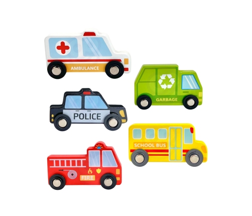 WOOPIE GREEN Układanka Kostki Miasto Pojazdy w Pudełkach + Figurki 10 el.