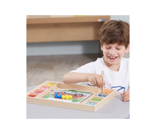 VIGA Drewniana Gra Kulki Złap i Dopasuj Układanka Montessori