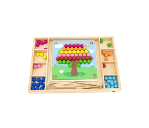 VIGA Drewniana Gra Kulki Złap i Dopasuj Układanka Montessori