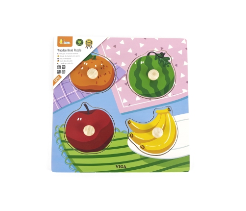 VIGA Drewniane Puzzle z Pinezkami Owoce
