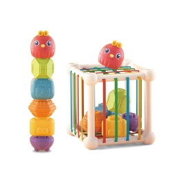 WOOPIE BABY Elastyczna Kostka Sensoryczna Sorter dla Dzieci Zwierzątka + Grzechotka 7 el.