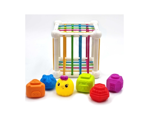 WOOPIE BABY Elastyczna Kostka Sensoryczna Sorter dla Dzieci Zwierzątka + Grzechotka 7 el.