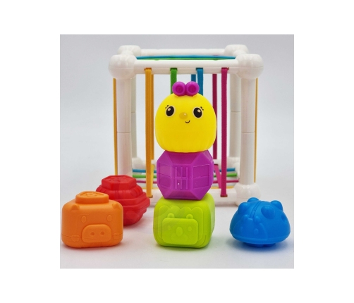 WOOPIE BABY Elastyczna Kostka Sensoryczna Sorter dla Dzieci Zwierzątka + Grzechotka 7 el.