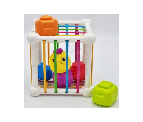 WOOPIE BABY Elastyczna Kostka Sensoryczna Sorter dla Dzieci Zwierzątka + Grzechotka 7 el.