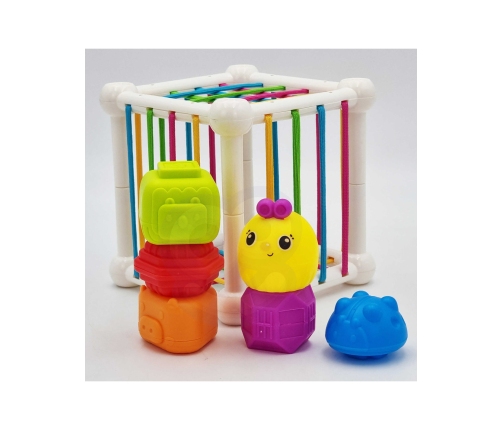 WOOPIE BABY Elastyczna Kostka Sensoryczna Sorter dla Dzieci Zwierzątka + Grzechotka 7 el.