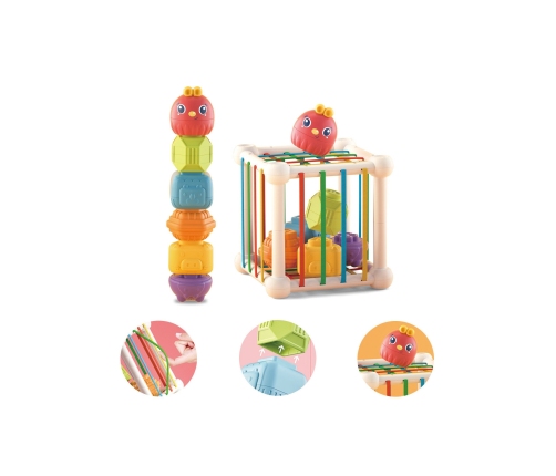 WOOPIE BABY Elastyczna Kostka Sensoryczna Sorter dla Dzieci Zwierzątka + Grzechotka 7 el.