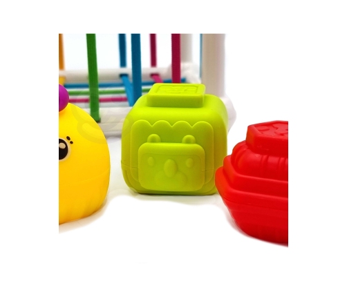 WOOPIE BABY Elastyczna Kostka Sensoryczna Sorter dla Dzieci Zwierzątka + Grzechotka 7 el.