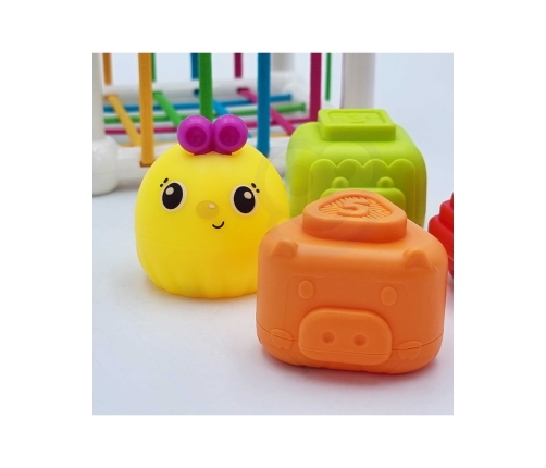 WOOPIE BABY Elastyczna Kostka Sensoryczna Sorter dla Dzieci Zwierzątka + Grzechotka 7 el.