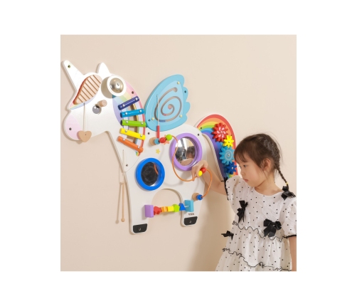 VIGA Drewniana Tablica Sensoryczna Manipulacyjna Jednorożec Certyfikat FSC Montessori