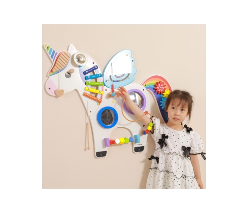 VIGA Drewniana Tablica Sensoryczna Manipulacyjna Jednorożec Certyfikat FSC Montessori