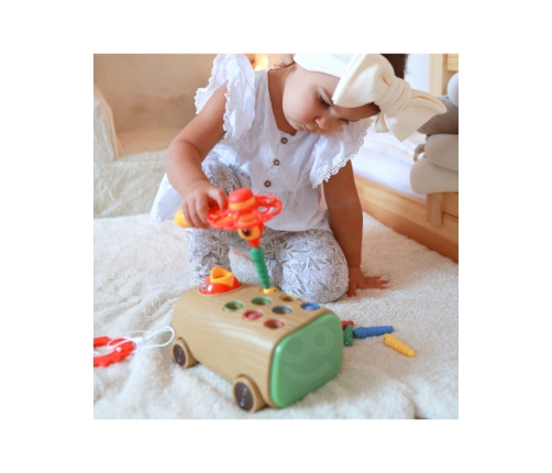 WOOPIE Gra Zręcznościowa Dzięcioł Wbijak Robaków 3w1 Wózek Ciągacz dla Niemowląt