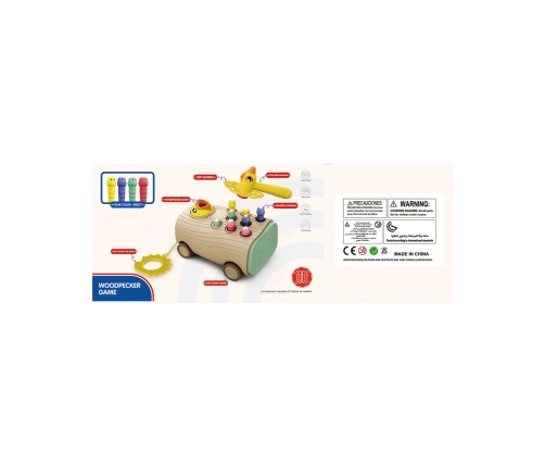 WOOPIE Gra Zręcznościowa Dzięcioł Wbijak Robaków 3w1 Wózek Ciągacz dla Niemowląt