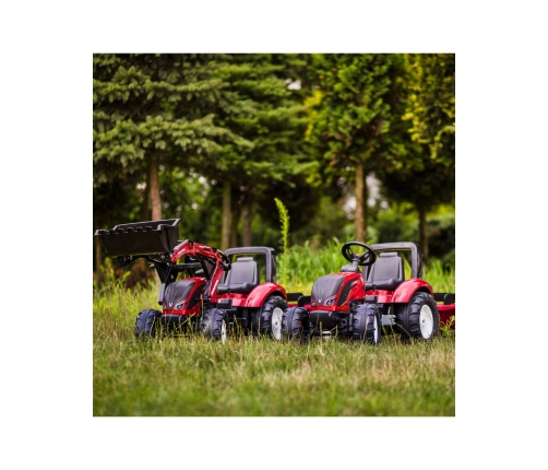 FALK Traktor Valtra Bordowy na Pedały z Przyczepką i Łyżką od 3 Lat
