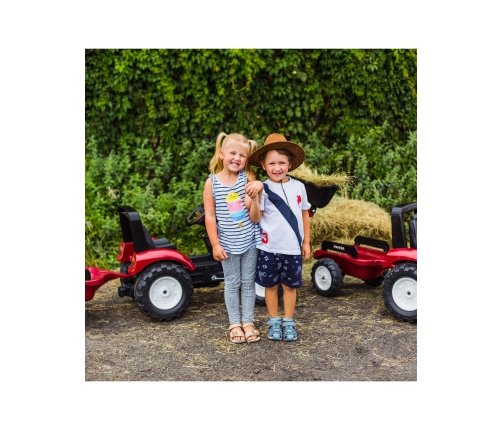 FALK Traktor Valtra Bordowy na Pedały z Przyczepką i Łyżką od 3 Lat