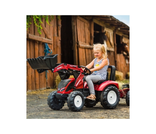 FALK Traktor Valtra Bordowy na Pedały z Przyczepką i Łyżką od 3 Lat