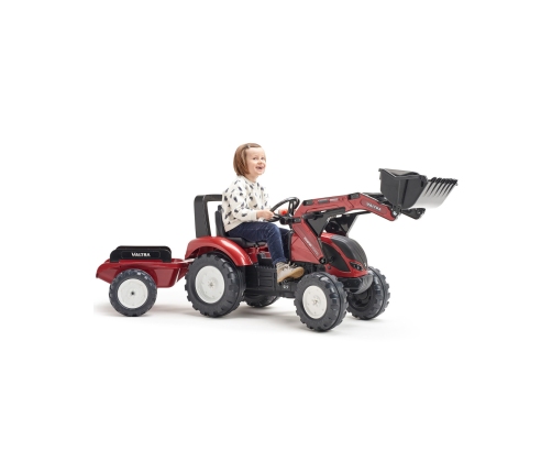 FALK Traktor Valtra Bordowy na Pedały z Przyczepką i Łyżką od 3 Lat