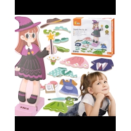 VIGA Drewniana Układanka Magnetyczna Ubieranka Edukacyjna