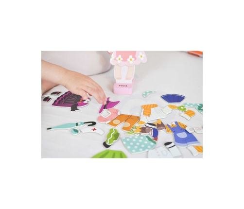 VIGA Drewniana Układanka Magnetyczna Ubieranka Edukacyjna