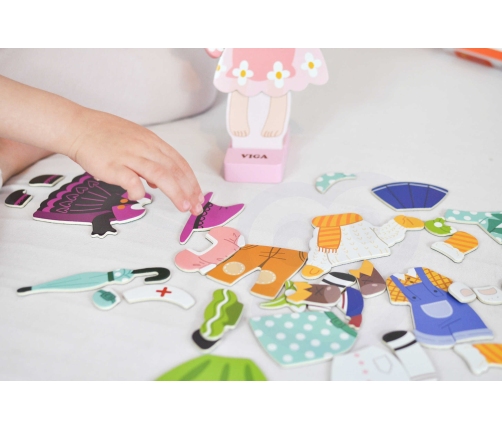 VIGA Drewniana Układanka Magnetyczna Ubieranka Edukacyjna