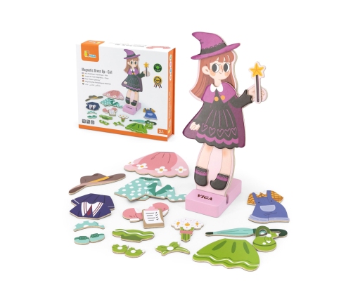 VIGA Drewniana Układanka Magnetyczna Ubieranka Edukacyjna