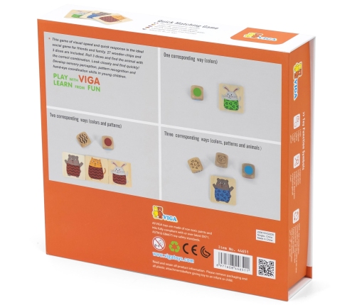 VIGA Drewniana Układanka Gra w  Szybkie Dopasowanie 27 el.