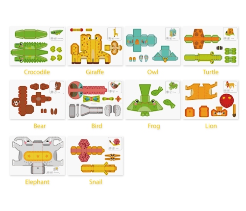 WOOPIE ART&FUN Zestaw Kreatywny Origami 3D Zrób to Sam 10 Zwierzaków