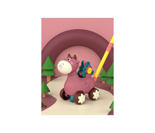 WOOPIE Pchacz Krówka do Pchania z Dźwiękiem i Bańkami Mydlanymi Różowa