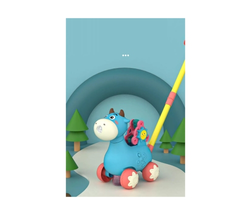 WOOPIE Pchacz Krówka do Pchania z Dźwiękiem i Bańkami Mydlanymi Niebieska