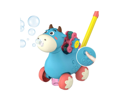 WOOPIE Pchacz Krówka do Pchania z Dźwiękiem i Bańkami Mydlanymi Niebieska
