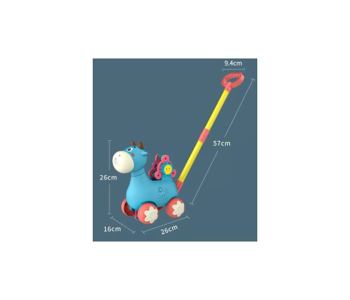 WOOPIE Pchacz Krówka do Pchania z Dźwiękiem i Bańkami Mydlanymi Niebieska