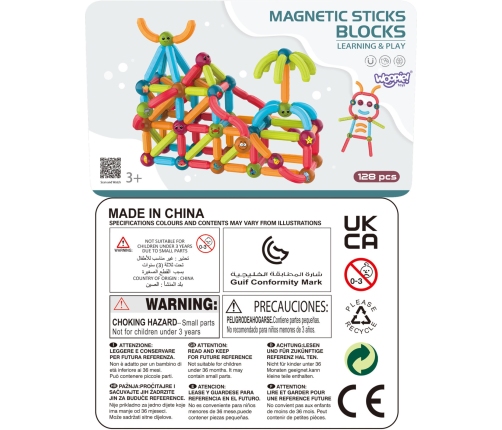 WOOPIE Magnetyczne Klocki Konstrukcyjne Edukacyjne 128 el.