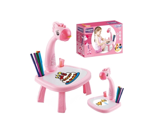 WOOPIE Tablica do Rysowania Projektor Różowa Żyrafa + Flamastry