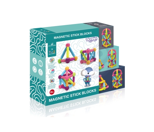WOOPIE Magnetic Educational Construction Blocks Large Thick 38 pcs.