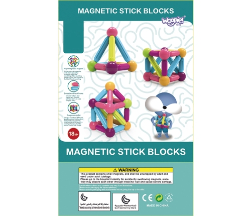 WOOPIE Magnetic Educational Construction Blocks Large Thick 38 pcs.